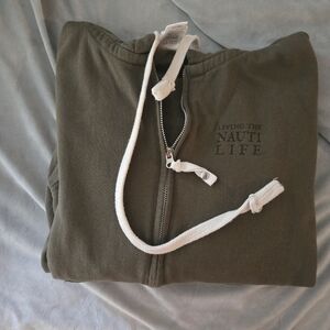 Nauti Dog Olive Green Zip-Up Hoodie